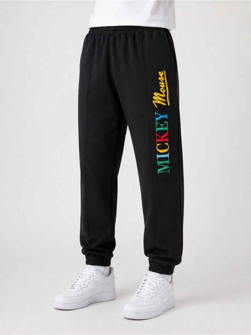Disney Macys Adult Unisex Mickey Mouse Jogger Sweatpants Drawstring Black XS NEW